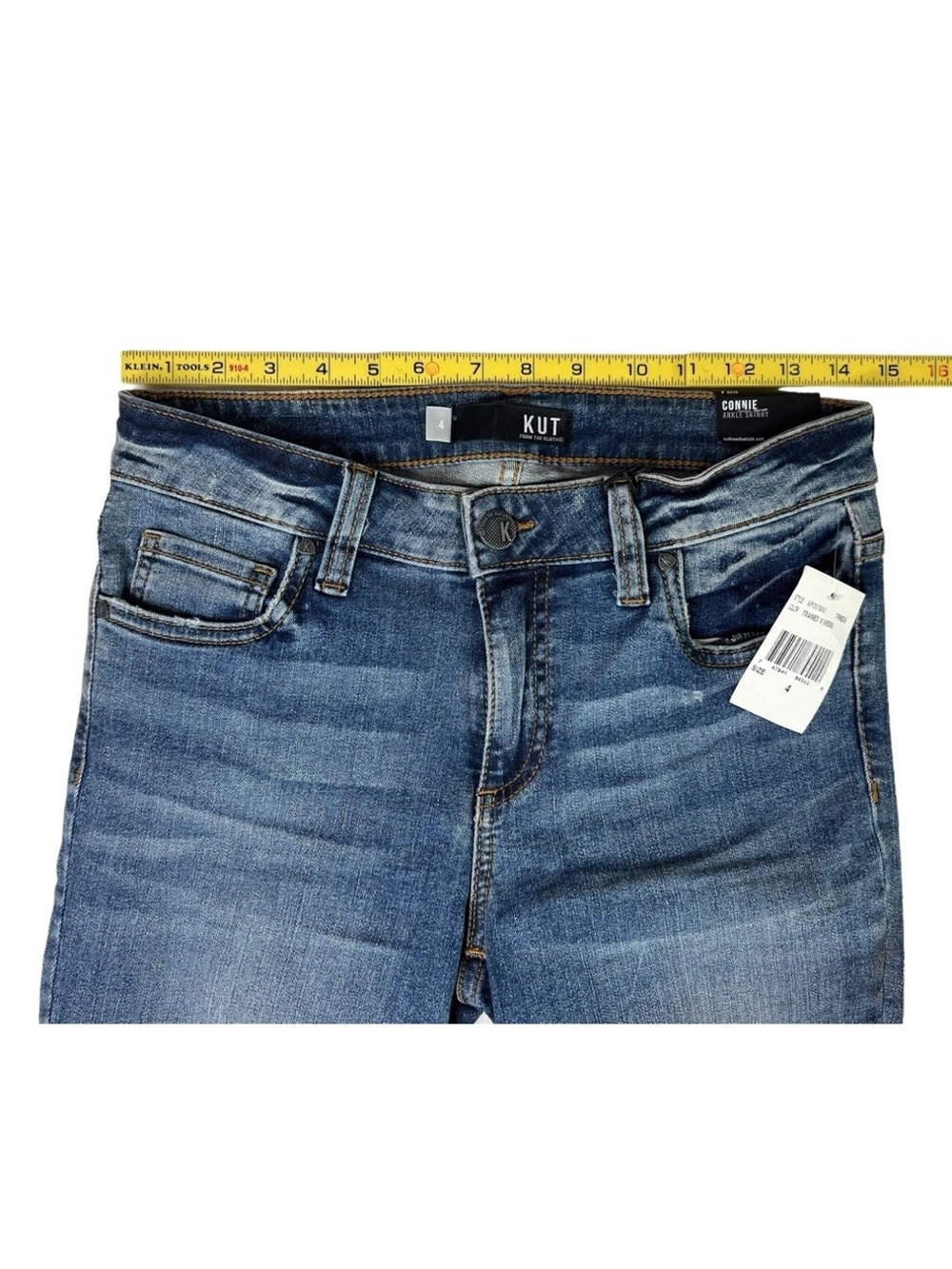 Women's KUT Connie Ankle Skinny Zip Fly Jeans Raw Hem Stretch Size 4 Blue - Picture 10 of 12
